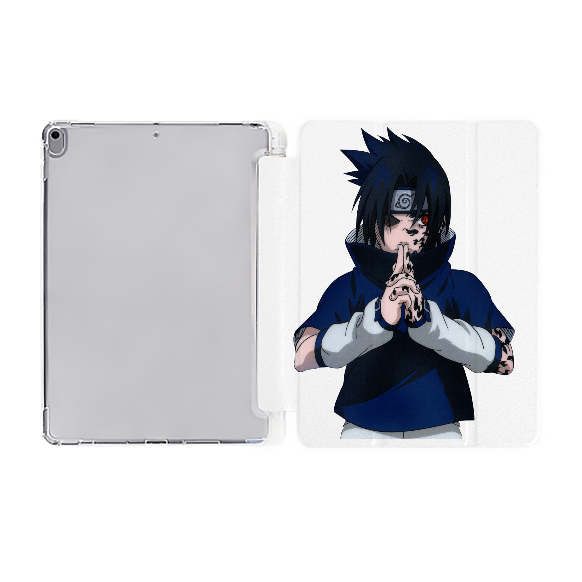 （画像用） NARUTO -ナルト- うちは サスケ Uchiha Sasuke IPad ケース ペン収納付き 三つ折りスタンド PUレザー×シリコン 対応機種9.5/10.5/10.9インチ